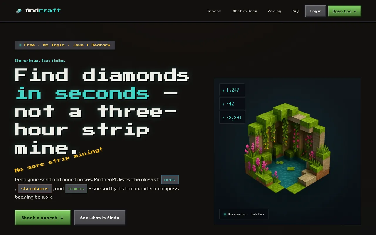 Screenshot of Findcraft