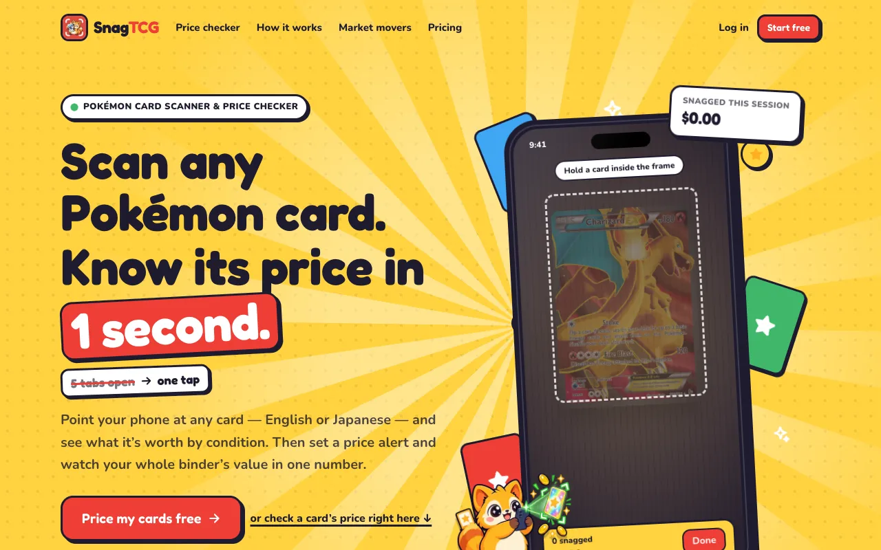 Screenshot of SnagTCG